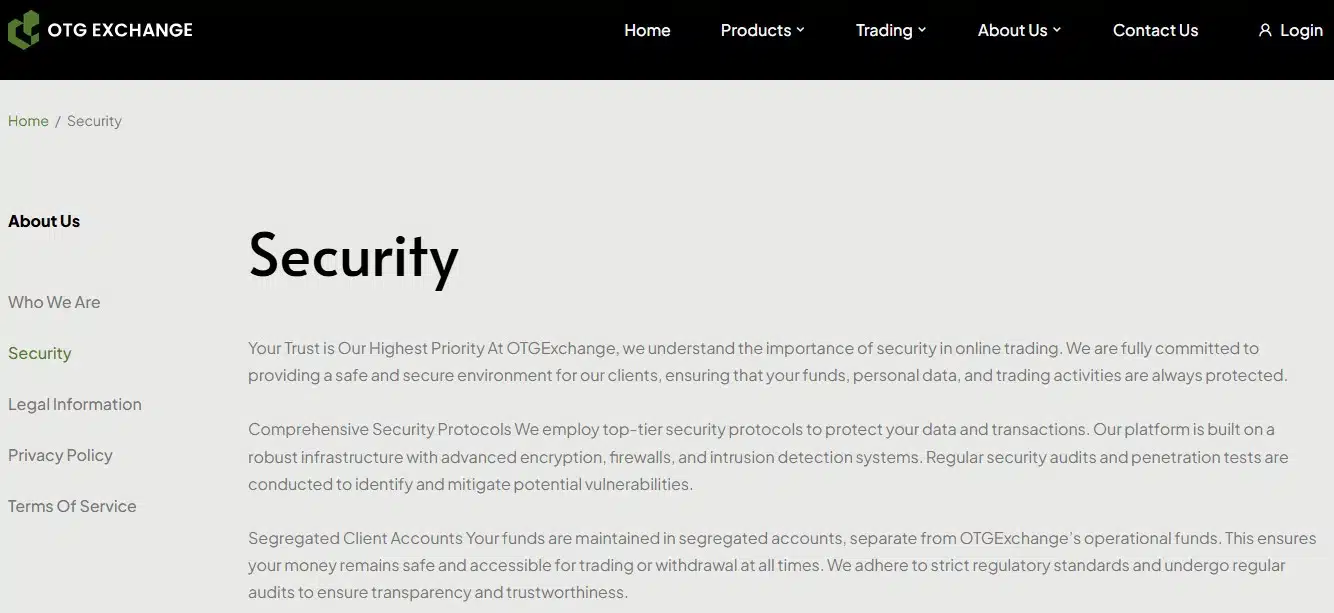 OTG Exchange Security Features