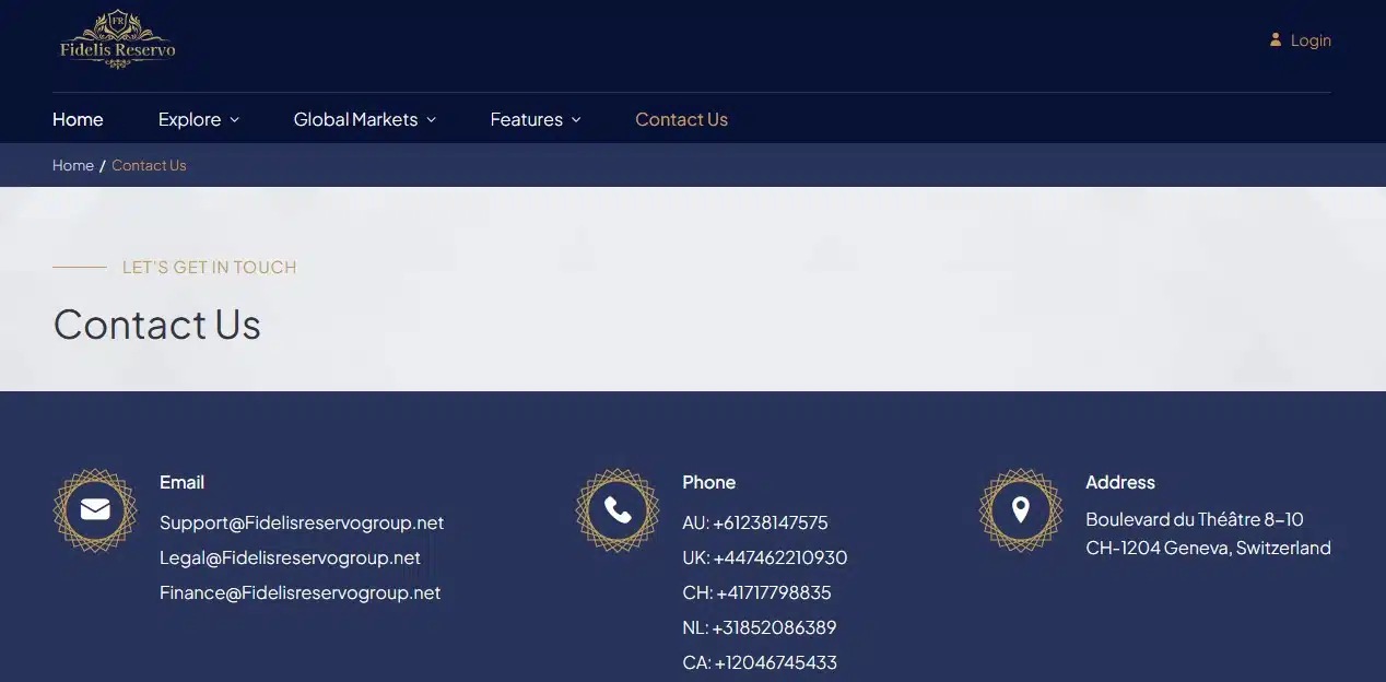 Fidelis Reservo Customer Support