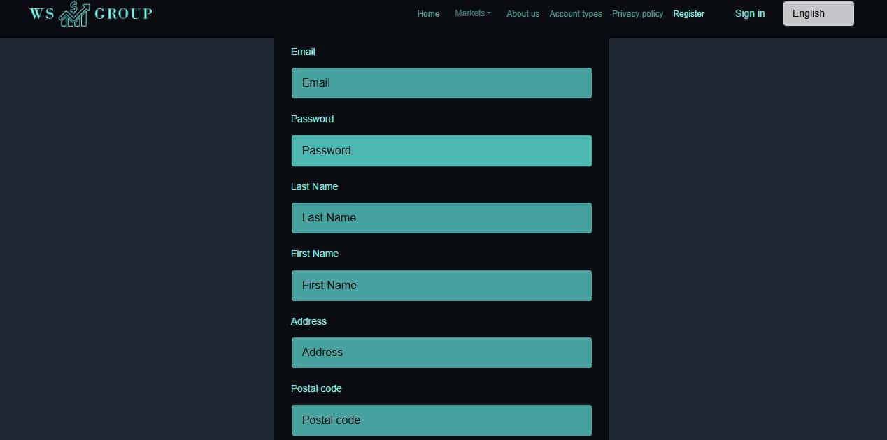 WS Group Registration Page