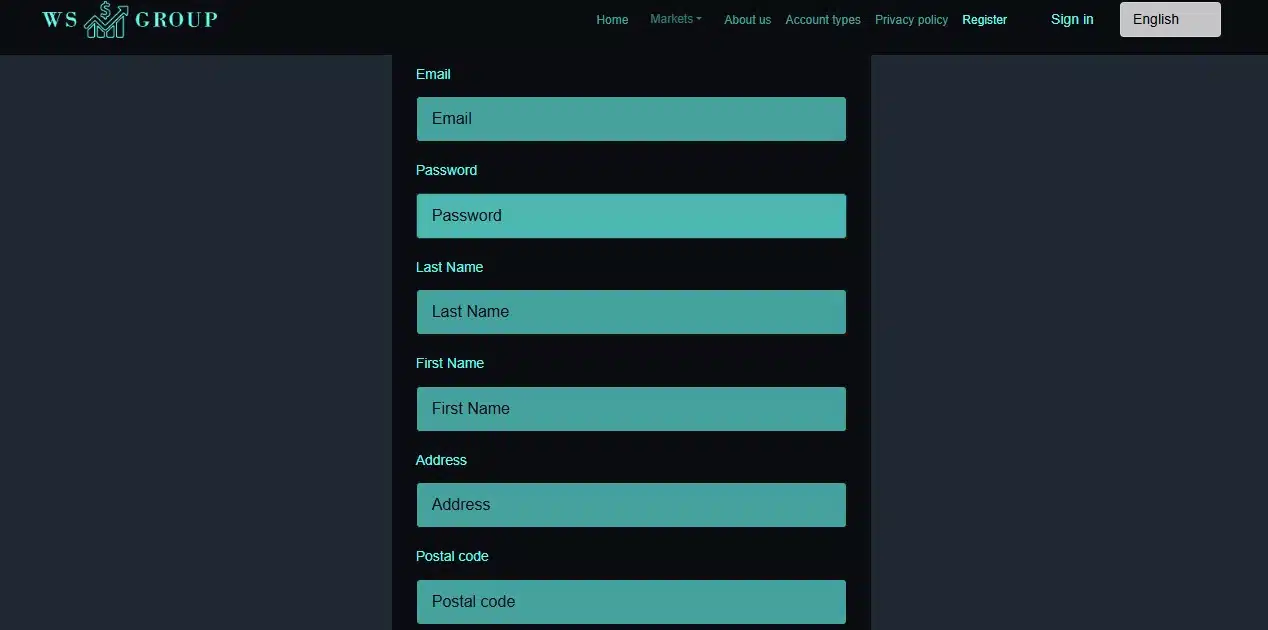 WS Group Registration Page