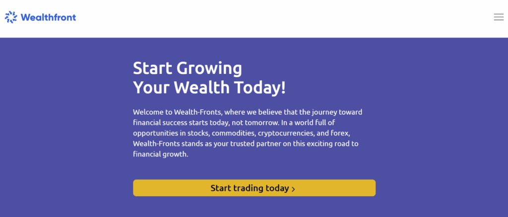 WealthFronts homepage