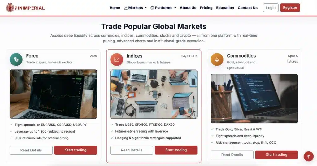 Finimperial page screenshot